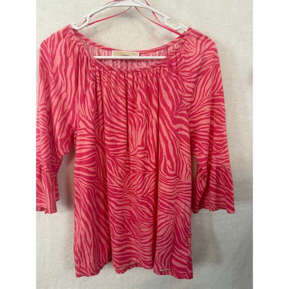 BN #14 Michael Kors Pink Zebra Print Peasant Top – Size M - Picture 3 of 5